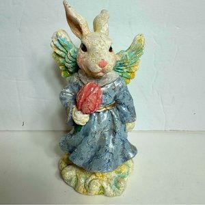 K's Collection Bunny Rabbit Angel with Flower Figurine